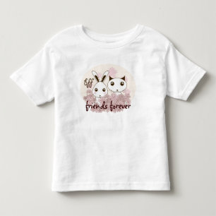 Cute Kitten Bunny Animal Best Friends Girl Toddler T-Shirt