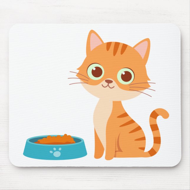 Cute Kitten Cartoon Orange Tabby Cat Mouse Mat (Front)