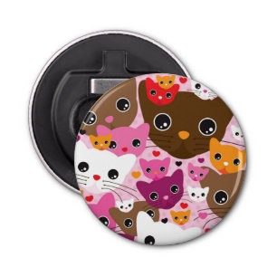 cute kitten cat background pattern bottle opener