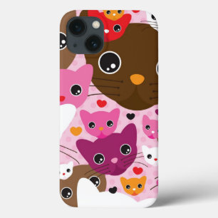 cute kitten cat background pattern iPhone 13 case