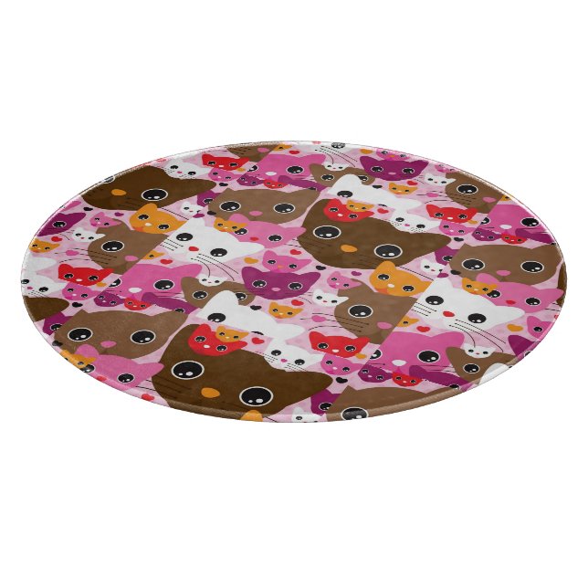 cute kitten cat background pattern cutting board (Corner)