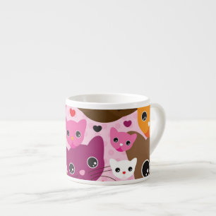 cute kitten cat background pattern espresso cup