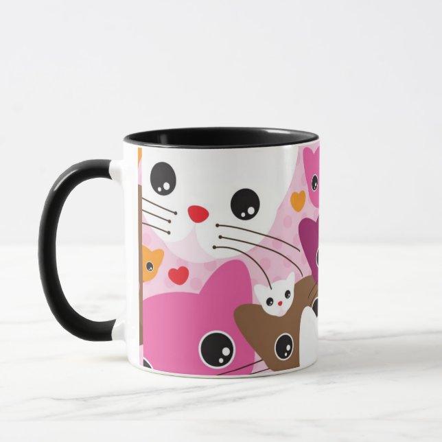 cute kitten cat background pattern mug (Left)