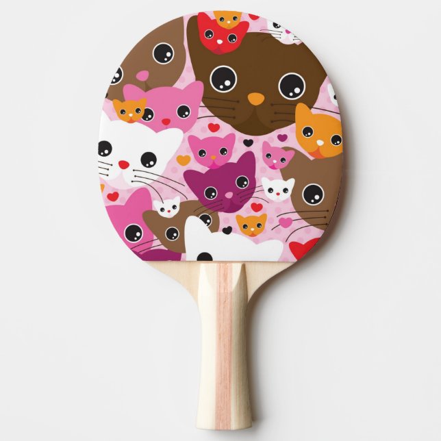 cute kitten cat background pattern ping pong paddle (Front)