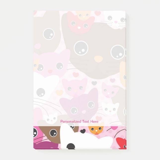 cute kitten cat background pattern post-it notes (Front)
