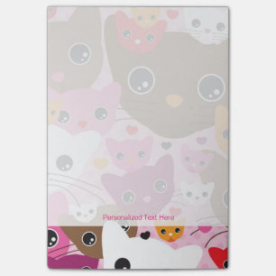 cute kitten cat background pattern post-it notes