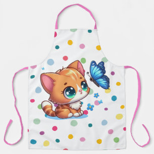 Cute kitten/cat & butterfly  apron