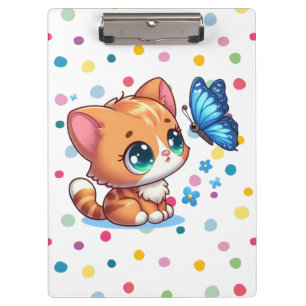 Cute kitten/cat & butterfly clipboard