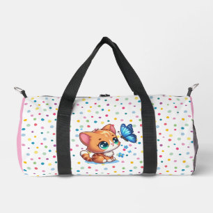 Cute kitten/cat & butterfly duffle bag