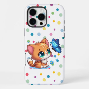 Cute kitten/cat & butterfly iPhone 16 pro max case