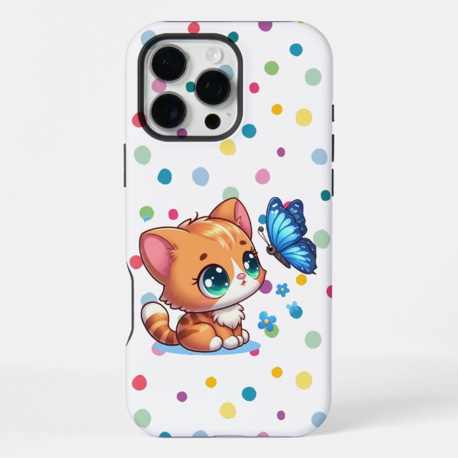 Cute kitten/cat & butterfly  iPhone case (Back)