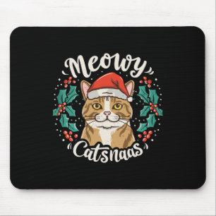 Cute Kitten Cat Christmas Santa Hat Meowy Catmas W Mouse Mat