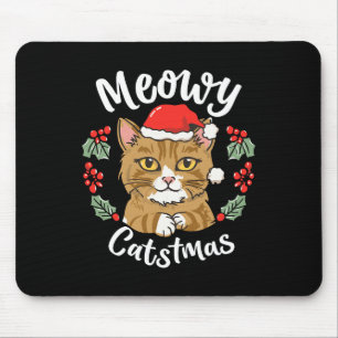 Cute Kitten Cat Christmas Santa Hat Meowy Catmas W Mouse Mat