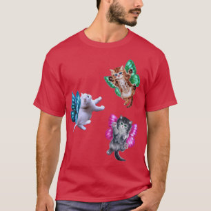 Cute Kitten Cat Cupid Angel with Butterfly Wings  T-Shirt