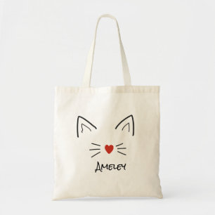 Cute Kitten Cat Custom Name Tote Bag