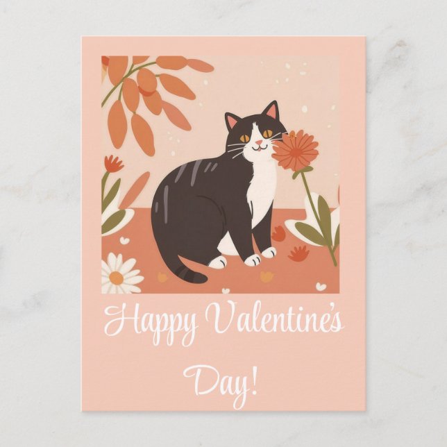 Cute Kitten Cat Happy Valentine's Day Personalised Holiday Postcard (Front)