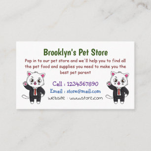 Cute kitten cat in business suit cartoon card