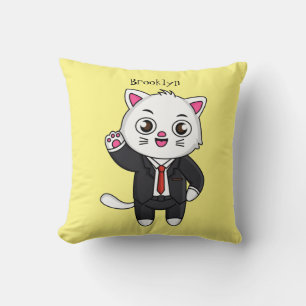 Cute kitten cat in business suit cartoon cushion