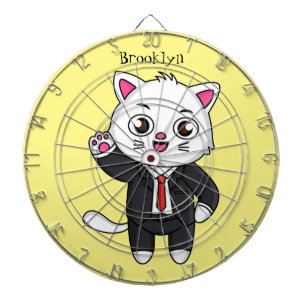 Cute kitten cat in business suit cartoon  dartboard