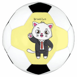 Cute kitten cat in business suit cartoon football