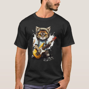 Cute Kitten Cat Playing Guitar  1 T-Shirt