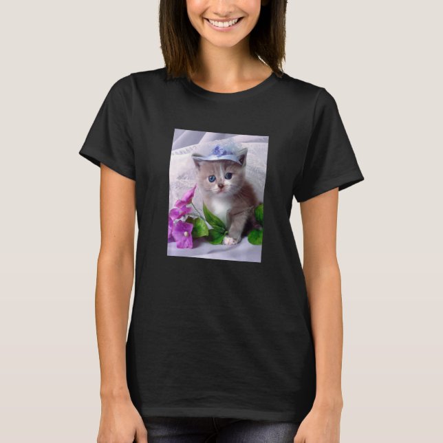 Cute Kitten Cat T-Shirt (Front)