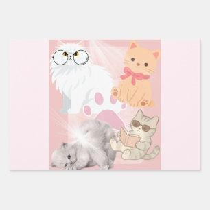 Cute Kitten Cats Pink Pattern Gift Wrapping Paper