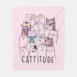 Cute Kitten Cattitude Cat Lovers Gift Fleece Blanket