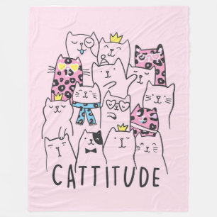 Cute Kitten Cattitude   Cat Lovers Gift Fleece Blanket