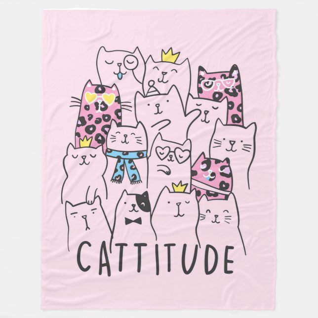 Cute Kitten Cattitude | Cat Lovers Gift Fleece Blanket (Front)