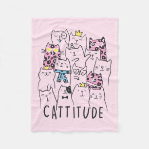 Cute Kitten Cattitude   Cat Lovers Gift Fleece Blanket