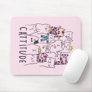 Cute Kitten Cattitude Cat Lovers Gift Mouse Mat