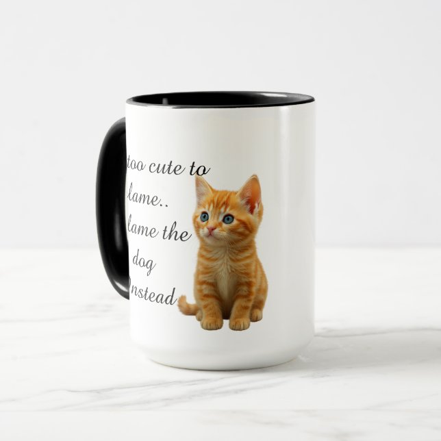 Cute Kitten Ceramic Mug (Front Left)