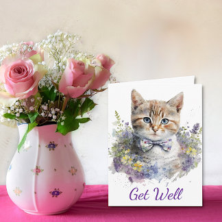 Cute Kitten Children Get Well Card