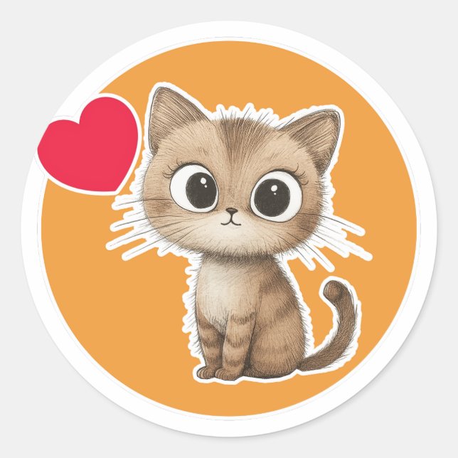 Cute Kitten Classic Round Sticker (Front)