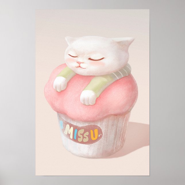 Cute Kitten Cupcake Poster (Front)