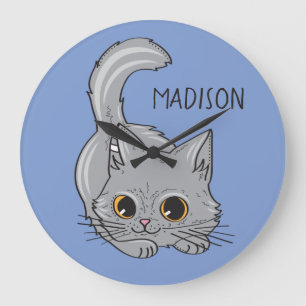Cute Kitten custom name & colour wall clock
