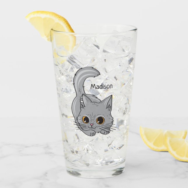 Cute Kitten custom name pint glass (Front Ice)