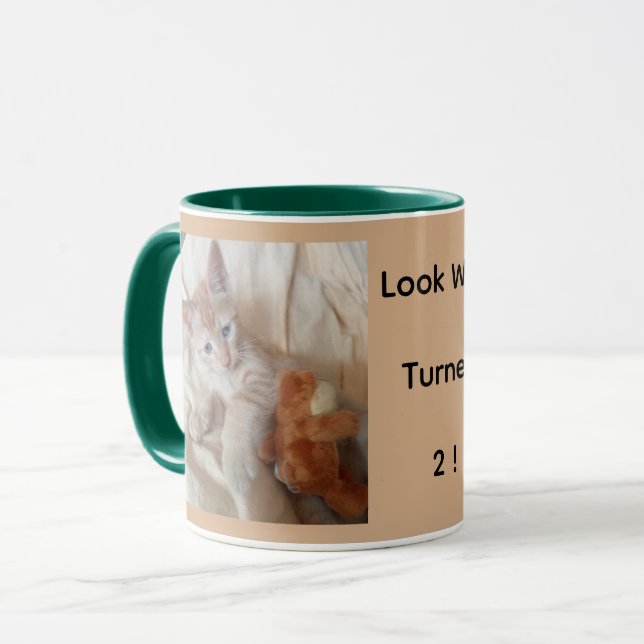 Cute Kitten Custom Photo 2nd Anniversary Mug (Front Left)