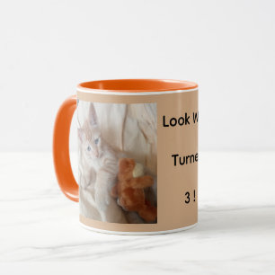 Cute Kitten Custom Photo 3th Anniversary Mug