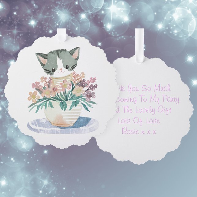 Cute Kitten | Daughters Birthday Thank You  Tree Decoration Card (Front And Back)