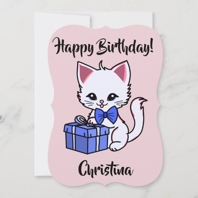 Cute Kitten drawing with Gift Card (Front)