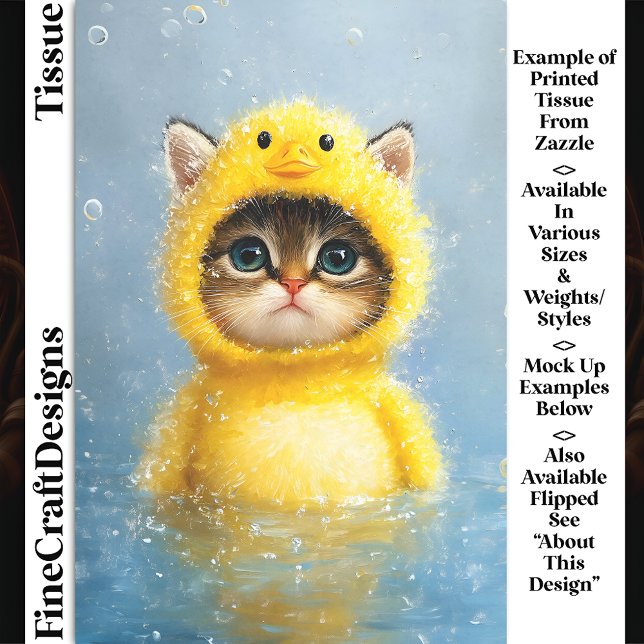 Cute Kitten Dressed As Yellow Duck DL4L Decoupage Tissue Paper (Creator Uploaded)
