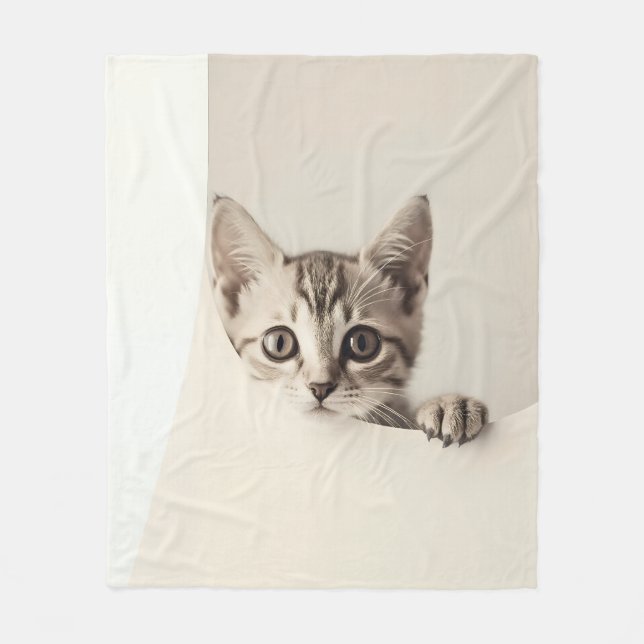 Cute Kitten Face Fleece Blanket (Front)