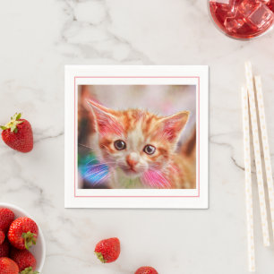 Cute Kitten Face Ginger Cat Napkin