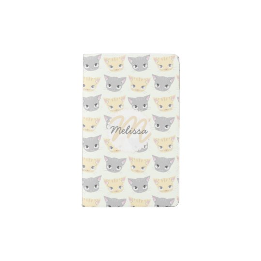 Cute Kitten Face Pattern Pocket Moleskine Notebook