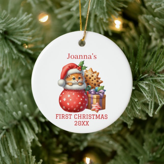 Cute Kitten First Christmas  Ceramic Tree Decoration (Tree)