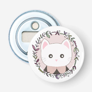 Cute Kitten Framed by Flowers Bottle Opener