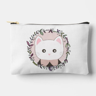 Cute Kitten Framed by Flowers Personalised Accessory Pouch