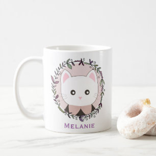 Cute Kitten Framed by Flowers Personalised Coffee Mug